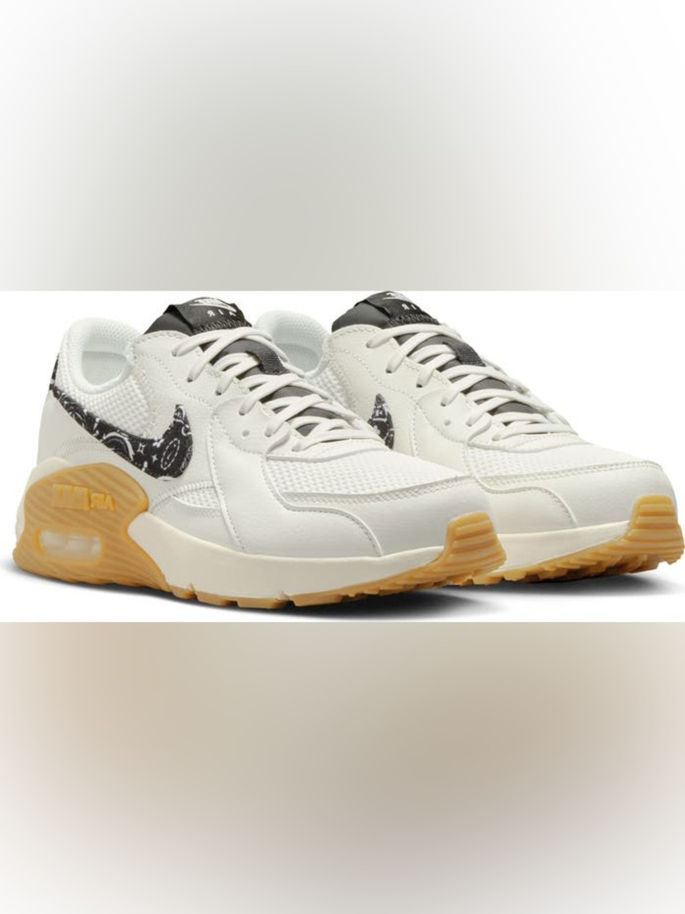 Nike Air Max Excee Sail Black Paisley Sneakers Women’s 8.5 White Gum Sole